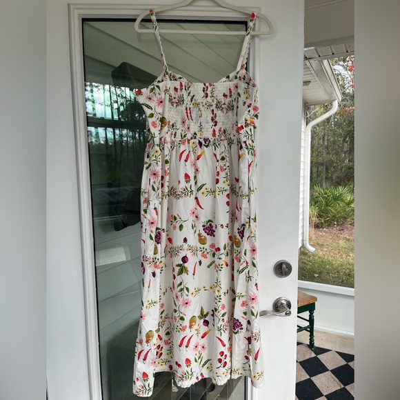Old Navy Floral Print Dress with Pink and Green Veggies Print Size Large - Picture 2 of 3